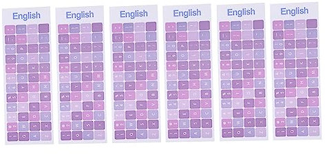 CAXUSD 6Pcs English Keyboard Stickers Premium PVC Replacement for Computer Laptop Notebook Easy Application Removal Fit for Desktop and Wireless Keyboards