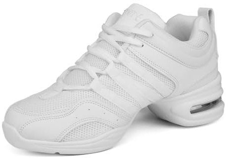 Asyusyu Tanzsneaker Damen Weiß Tanzschuhe für Cheerleader Zumba Line Dance Jazz-41EU