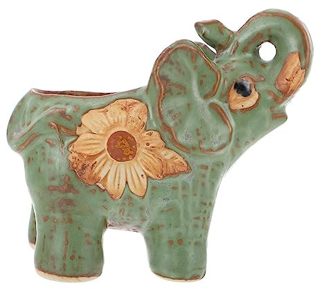 CAXUSD Ceramic Succulent Flower Pot Elephant Planter Desktop Breathable Pottery Pot for Indoor Plants Small Elephant Shaped Decorative Flower Container