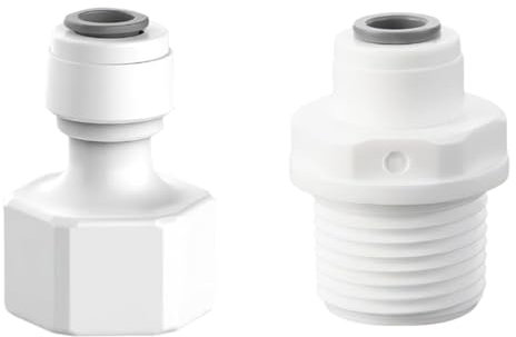HQRKOTM Adaptador de conexión de agua de 2 piezas, conector de tubería recta de agua de 1/4 a rosca externa hembra de 1/2, para purificadores de agua y sistemas de ósmosis inversa