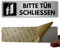 LEIASA | Selbstklebendes Schild: Bitte schließ die Tür - 5x18 cm - Dicke 0,8 mm - Aluminium - Aufdruck: Tür schließen Hinweis - Symbol: Tür geschlossen halten - 3M Klebeaufkleber Schild - Türanzeiger