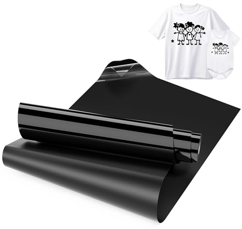 Likcut 12 x 8ft Black Glossy Heat Transfer Vinyl – HTV for DIY Clothes | Weeds easily, Strong fabric adhesion, Washable with no peeling, For T-shirts, bags, & more, Long-lasting fabric bond