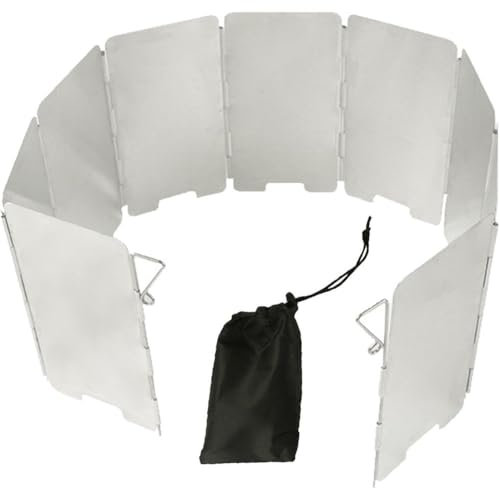 Baokuan Parabrezza per Fornello Campeggio 9 Piastre Parabrezza Pieghevole per Fornello Esterno Paravento per Fornello Campeggio Parabrezza in Lega di Alluminio per Bruciatore a Butano Griglia