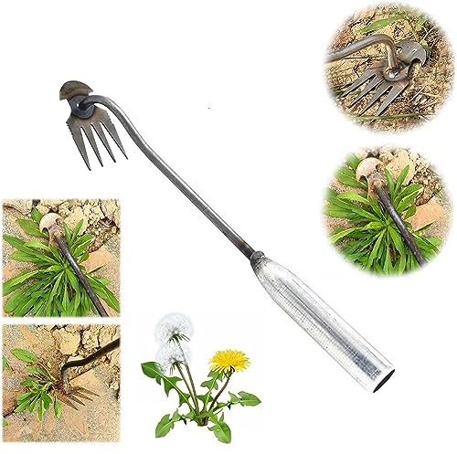 Désherbeur portable à 4 dents à double usage pour déraciner et désherber les légumes et l'agriculture dans le jardin (taille : 34,8 cm et 55,1 cm)