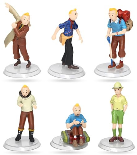 PLNVNVP TinTin 6pcs Mini Figuren Set, Kuchen Dekoration, Geburtstag Party Figuren Set, Bunt