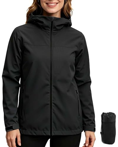 ACCNUO Veste Imperméable Femme Coupe Vent Femme Impermeable Veste de pluie avec capuche pour le cyclisme, la randonnée et l'escalade