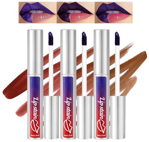 Sitovely 3PCS Peel Off Lip Liner Set, Peel Off Lippenstift Tattoo, Matt Brauner Lipgloss, Wasserfester Lipliner Stift, Pigmentierter Peel Off Lip Tint Stain