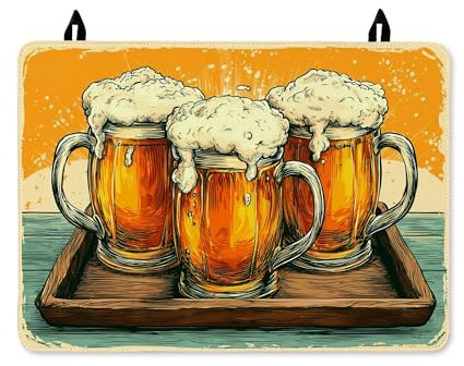 Beer Stove Top Cover for Electric Stove, Vintage Rustic Mug Tray Summer Orange Waterproof Cover for Glass Top Electric Cottage Kitchen Decor 28x20 Inch