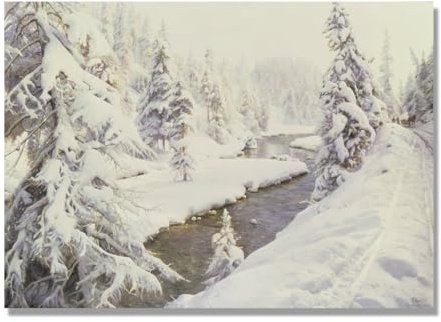 NHLDZYH Berühmte Leinwanddrucke, (Winterlandschaft) von Peder Mork Monsted, Landschaftsbilder auf Leinwand, Wandkunst Leinwandbild für Wohnkultur. 80x112cm Nur Leinwand