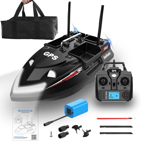 FUMENG Dual Antennas 4 Hoppers Wireless Smart Bait Boat Large Capacity Loading GPS Position Auto Cruise Fishing RC Bait Boat