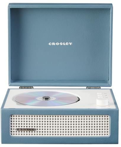Crosley CR3517A-WB Voyager - Lettore CD portatile con altoparlanti stereo Bluetooth e radio FM, colore: Blu lavato