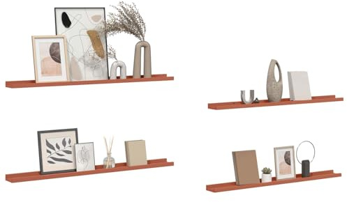 vidaXL Wall Shelf Wall-Mounted 4 pcs Red 100 x 9 x 3 cm