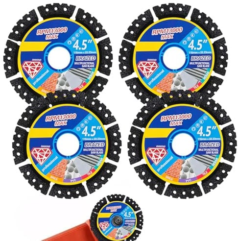 4PCS Diamond Multi-Purpose Saw Blades-4.5 Inch/115mm,Angle Grinder Discs,0.05Inch/1.2mm Super Thin,for Fast Cutting Granite,Marble,Concrete,Tiles,Plastic