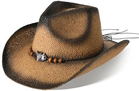 Willheoy Cowboyhut Strohhut Damen Herren Sonnenhut Sommer Strandhut Westernhut Panama Hut Unisex Cowboy Hut Faltbar Strohhut Krempe Sommerhut