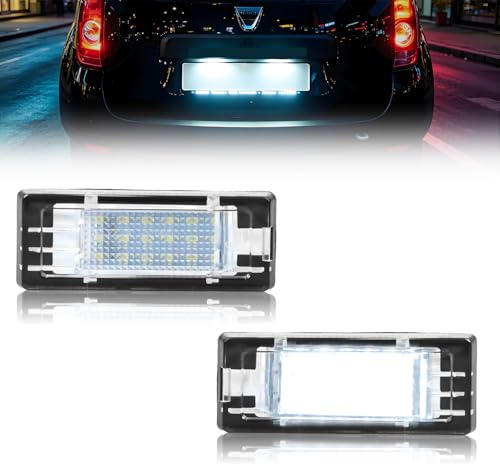 GSOWO LED Kennzeichenbeleuchtung für Dacia Duster Dacia Lodgy Dacia Logan II MCV, [CAN-Bus Fehlerfrei] [18 SMD Chips] Hochwertige Langlebige Nummernschildbeleuchtung, 2 Stücke