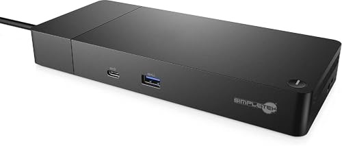 SIMPLETEK - USB-C Multiport Docking Station | 2x DisplayPort + HDMI + 3x USB-A + 2x USB-C + LAN | Hub for Dual Monitor | Includes 130W Power Supply (Refurbished)