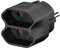 Goobay 51002 Steckdosenadapter auf 2-fach Euro-Buchse, Doppelstecker, Multistecker, Mehrfachstecker, schwarz