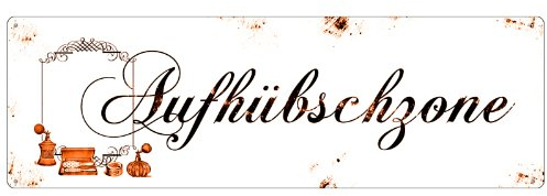 Interluxe METALLSCHILD Blechschild Türschild AUFHÜBSCHZONE Shabby Vintage für Toilette Bad