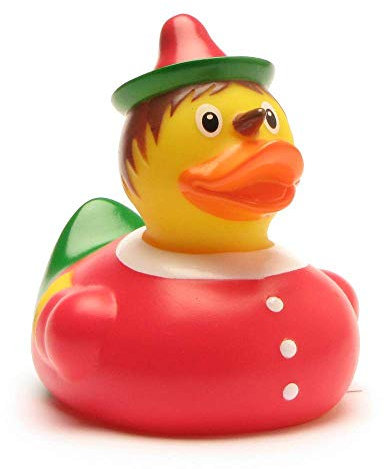 Pinocchio Badeente I Quietscheente I L: 7,5 cm I inkl. Badeenten-Schlüsselanhänger im Set