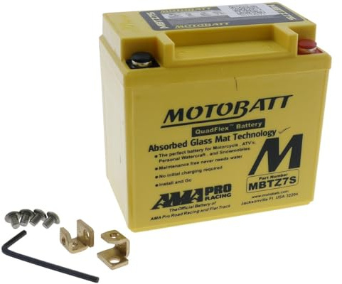MOTOBATT Batterie 12 V 6,5 Ah MBTZ7S kompatibel mit Honda CBR 125 R JC39 | Wartungsfrei, versiegelt, 2-polig; Plus rechts, Minus links; 130 A Kaltstartstrom; Vergleichstypen YTX5LBS, YTZ6S, YTZ7S