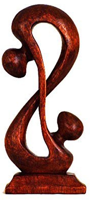 Simandra Holz Figur Skulptur Abstrakt Holzfigur Statue Afrika Asia Handarbeit Deko Verbunden Größe 40 cm