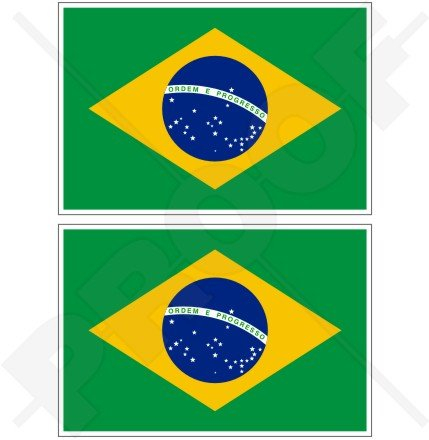 brésil Drapeau Brésilien Brasil 10,2 cm (100 mm) en vinyle Bumper Stickers, Stickers x2