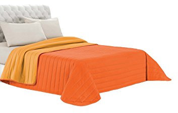 Italian Bed Linen Q-EL-1P Elegant Sommer Steppdecke orange/gelb, 100% Mikrofaser, 170x270cm