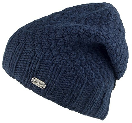 Kusan Button Down Beanie Mütze - Marineblau