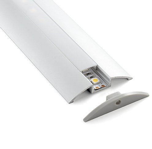 4 METRI PROFILO IN ALLUMINIO LP1040 IN 2 BARRE DA 2 MT PER STRISCE A LED CON COVER OPACA TAPPI E GANCI DI MONTAGGIO INCLUSI