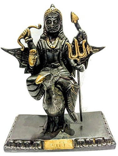 MohanJodero Statue Lord Shani Dev, Messing, Antik-Optik, Schwarz