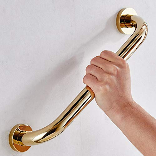 VELIMAX Haltegriff Fuer Duschen Handgriff Badewannengriff für Badezimmer aus Hochwertiges Messing für Kinder, Senioren Wand montiert Gold Finish 40CM