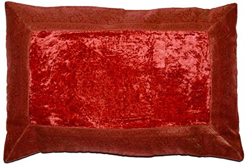 Deko-Kissenbezüge Kissenhülle Samt Brokat Asiatisch Indisch Orientalisch Bezug Kissen 60x40 cm (Rot)