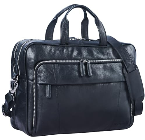 STILORD Jaron Vintage Ledertasche Leder Herren Damen 15,6 Zoll Laptoptasche Umhängetasche groß Aktentasche Arbeit Büro Uni echtes Rindsleder Farbe:schwarz