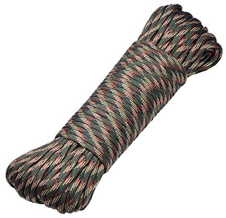DonDon Corda Paracord in Nylon Lunga 30 Metri per bricolage e attività all'Aria Aperta Spessore 4 mm 7 Fili Verde Camouflage