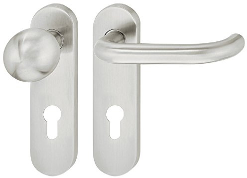 Design Drückergarnitur Edelstahl auf Kurzschild Zimmertüren - LDH 2170 | Wechselgarnitur DIN Rechts | Türbeschlag Knopf - Türgriff | 1 Set Türdrücker-Garnitur 72 mm mit Knauf mit Befestigungsmaterial