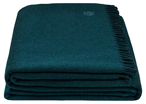 Must Relax-Decke – Wolldecke – hochwertiges Plaid aus reiner Schurwolle mit Fransen – 130x190 cm – 790 deep pacific – von ’zoeppritz since 1828’