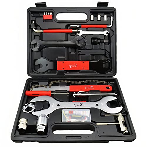 Lumintrail 42 Piece Mountain, Dirt, and Road Bike Repair Tools Kits - Bicycle Maintenance Tool Kit Set with Storage Case