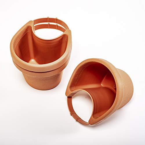 UPP Pot de Fleurs pour gouttière jusqu'à 14 cm de diamètre I Pot de Fleur Mural Suspendu extérieur I Plastique I Idéal sur Balcon ou terrasse en décoration I Marron I Lot de 3 Pots I 14 x 9 x 11,5 cm
