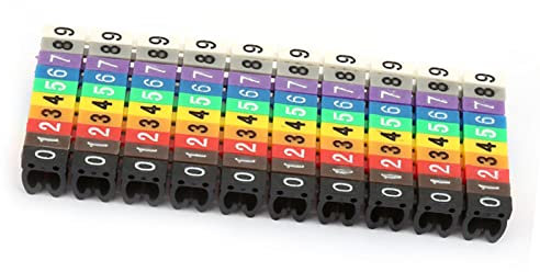 Clip-on String Wire Marking Boxed Plastic Digital Number Wire Label Tube Set Colorful Cable Marker (100PCS KCM-4MM)