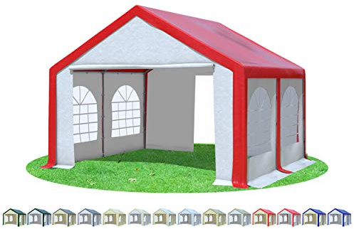 Stabilezelte Partyzelt 4x4m Modular Professional PVC 500 g/m²mit Fenster ROT Weiss