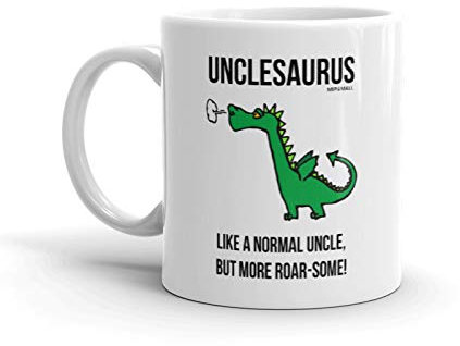 MIPOMALL Uncle Gifts Coffee Mug Cup Birthday Best Presents Dinosaur Christmas - Unclesaurus Like a Normal Uncle but More Roar Some.