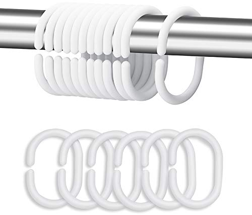 Duschvorhangringe aus Kunststoff, Weiß, 24 Stück
