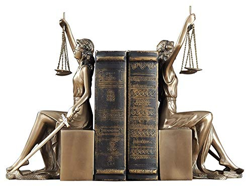 Griechische Göttin Skulptur, Buchstütze der Gerechtigkeitgöttin Harz Gerechtigkeit Göttin Kunsthandwerk Ornamente Bibliothek Dekoration(Größe; 13,5x11x26cm Bücherregal),Messing,13x26x11cm(5x10x4inch)
