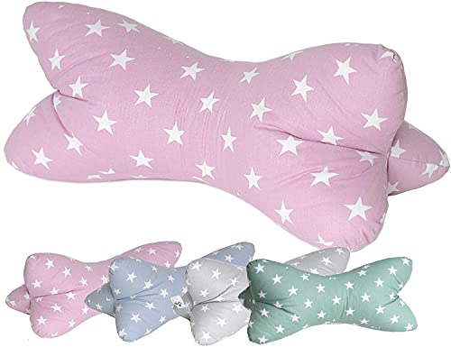 Leseknochen Nackenrolle Kissen Buchkissen Fernsehkissen 40 cm - 100% Baumwolle Dekokissen als Buchstütze Tabletkissen TV, ergonomisches Nackenkissen Lesekissen für bequemes Lesen, rosa