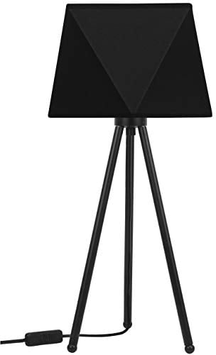 Light-Home Lampenschirm Tischlampe Modern - Elegante Nachttischlampe für Schlafzimmer Wohnzimmer - Tischleuchte E27-46x22,5 cm - Schwarz und Schwarz Diamant