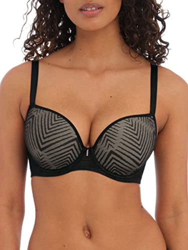 Freya Women's Tailored Underwire Molded Plunge T-Shirt Bra, Black, 34D