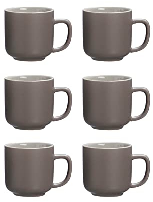 Ritzenhoff & Breker Espressotassen Jasper, 6er Set, Taupe, 100 ml, Mokkatassen aus Steinzeug, Soft-Touch-Haptik & Mattglasur