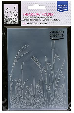 Vaessen Creative 100605-032 Prägefolder, Grass, 14,6 x 10,8 x 0,5 cm, 1 Stück, für Geburtstagskarten, Geburtskarten, Weihnachtskarten und Papierbasteleien, transparent, Einheitsgröße