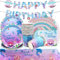 Juego de Vajilla para Fiesta de Sirena, Incluye Pancarta, Platos, Vasos, Mantel, Servilletas,para Fiesta de Cumpleaños con Tema de Sirena de Niña Decoraciones de Baby Shower[16 Invitados]