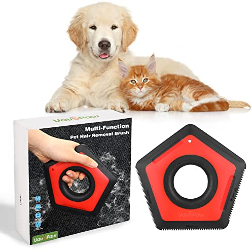 VavoPaw Tierhaarentferner für Couch, Hundehaare, Katzenhaar Entfernen für Autoinnenraum, Fellentfernungs-Bürste für Sofa, Teppich, Möbel, Rot 1 Stück